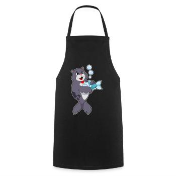 Poisson phoque - Tablier de cuisine - noir - Devant - AI Model Male 185 dark (185cm)