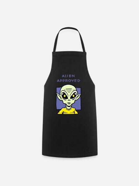 Alien Approved Yellow Eye Design - Cooking Apron - black