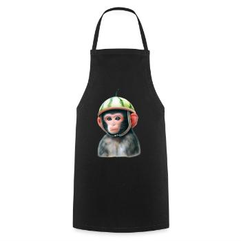 Singe à la pastèque - Tablier de cuisine - noir - Devant - AI Model Male 185 dark (185cm)