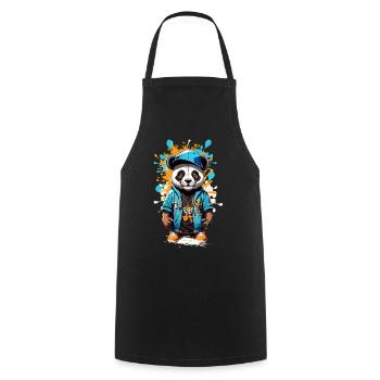 Panda Bear - Cooking Apron - black - Front - AI Model Male 185 dark (185cm)