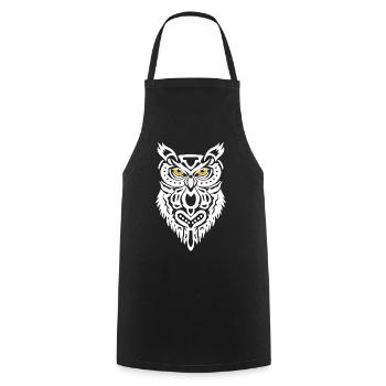 The White Owl's Gaze - Cooking Apron - black - Front - AI Model Male 185 dark (185cm)