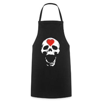 The White Skull and the Heart - Cooking Apron - black - Front - AI Model Male 185 dark (185cm)