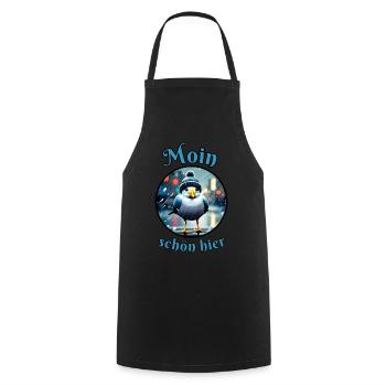 Moin beautiful here Seagull in the rain - Cooking Apron - black - Front - AI Model Male 185 dark (185cm)