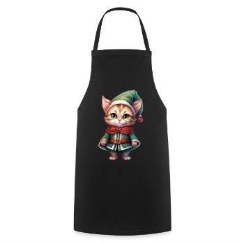Katze Weihnachten Weihnachtselfe Geschenke Mütze - Kochschürze - Schwarz - Vorne - AI Model Male 185 dark (185cm)