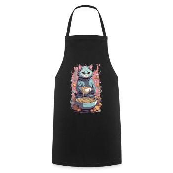 Cat Chef Ramen Japan Food Cats Love - Cooking Apron - black - Front - AI Model Male 185 dark (185cm)