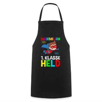 Schoolchild Maximilian 1st Grade Hero - Cooking Apron - black - Front - AI Model Male 185 dark (185cm)