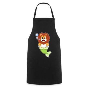 Lion Mermaid - Cooking Apron - black - Front - AI Model Male 185 dark (185cm)