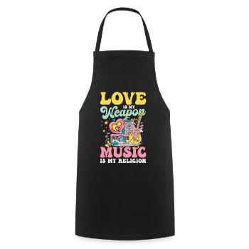 Love Is My Weapon Music Is My Religion für einen - Kochschürze - Schwarz - Vorne - AI Model Male 185 dark (185cm)