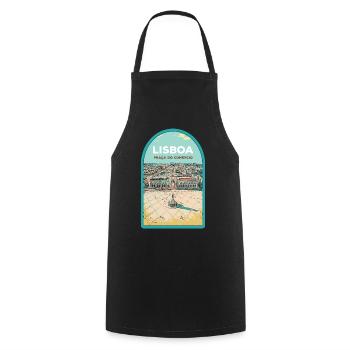 Illustration Commerce Square, Lisbon - Cooking Apron - black - Front - AI Model Male 185 dark (185cm)
