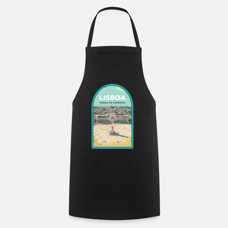 Illustration Handelsplatz, Lissabon - Kochschürze - Schwarz