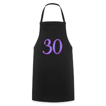 30. 30 YEARS. 30th ANNIVERSARY. 30TH ANNIVERSARY. - Cooking Apron - black - Front - AI Model Male 185 dark (185cm)