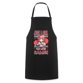Just A Girl Who Loves Ramen - Cooking Apron - black - Front - AI Model Male 185 dark (185cm)