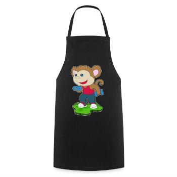 Monkey Bodybuilder Dumbbells Bodybuilding - Cooking Apron - black - Front - AI Model Male 185 dark (185cm)