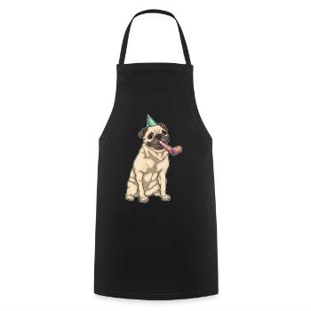 Mops Geburtstag Tröte - Kochschürze - Schwarz - Vorne - AI Model Male 185 dark (185cm)