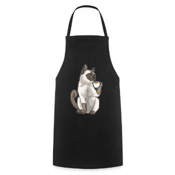 Tasse à café chat siamois - Tablier de cuisine - noir - Devant - AI Model Male 185 dark (185cm)
