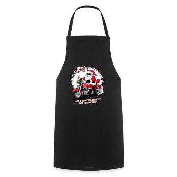 Rocker Weihnachtsmann - Kochschürze - Schwarz - Vorne - AI Model Male 185 dark (185cm)