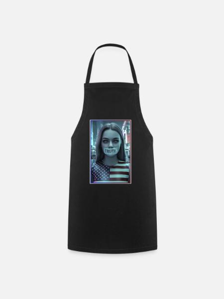 Face design with truth mouth in US flag - Cooking Apron - black