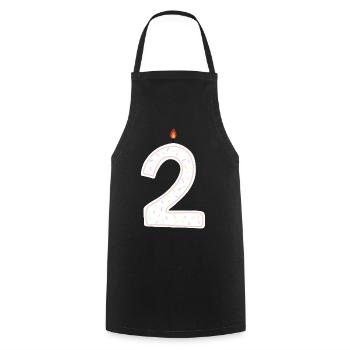 Bougie d’anniversaire numéro deux graphique - Tablier de cuisine - noir - Devant - AI Model Male 185 dark (185cm)