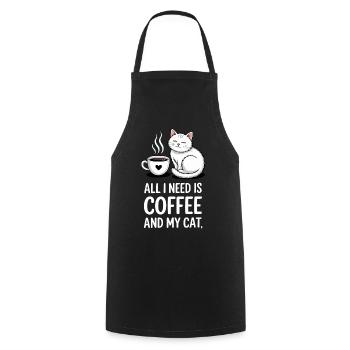 Coffee And Cat Saying Caffeine Lover - Cooking Apron - black - Front - AI Model Male 185 dark (185cm)