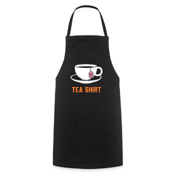 Tea Shirt – Calm Teacup Pun - Cooking Apron - black - Front - AI Model Male 185 dark (185cm)