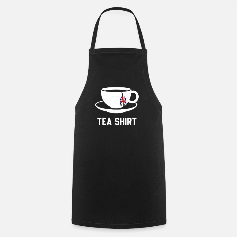 Tea Shirt – Calm Teacup Pun - Cooking Apron - black