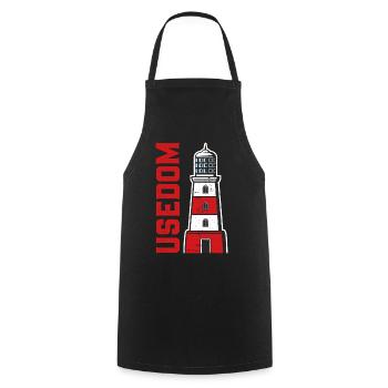 Insel USEDOM OSTSEE Urlaub Leuchtturm Lustig - Kochschürze - Schwarz - Vorne - AI Model Male 185 dark (185cm)