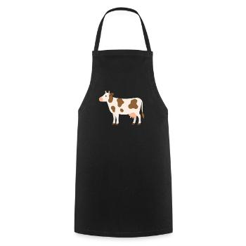 Pastel Cow with Brown Spots - Cooking Apron - black - Front - AI Model Male 185 dark (185cm)
