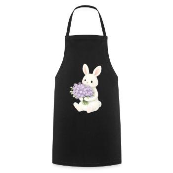 Bunny with lilac illustration - Cooking Apron - black - Front - AI Model Male 185 dark (185cm)