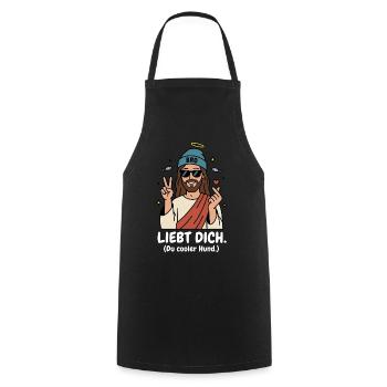 Jesus liebt dich Humor Bro Style - Kochschürze - Schwarz - Vorne - AI Model Male 185 dark (185cm)