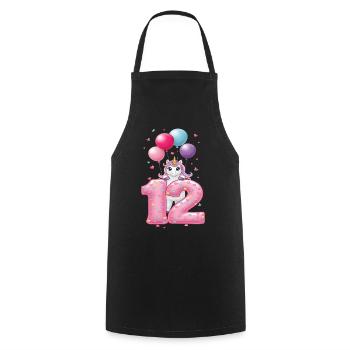 12 Years Girl Cute Unicorn 12th Birthday - Cooking Apron - black - Front - AI Model Male 185 dark (185cm)