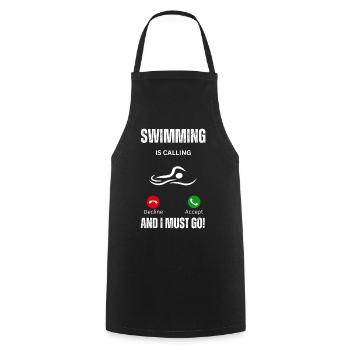 Schwimmen ruft und ich muss gehen - Kochschürze - Schwarz - Vorne - AI Model Male 185 dark (185cm)