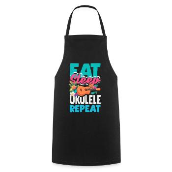 Mange Sommeil Ukulélé Répéter Musicien hawaïen drôle - Tablier de cuisine - noir - Devant - AI Model Male 185 dark (185cm)