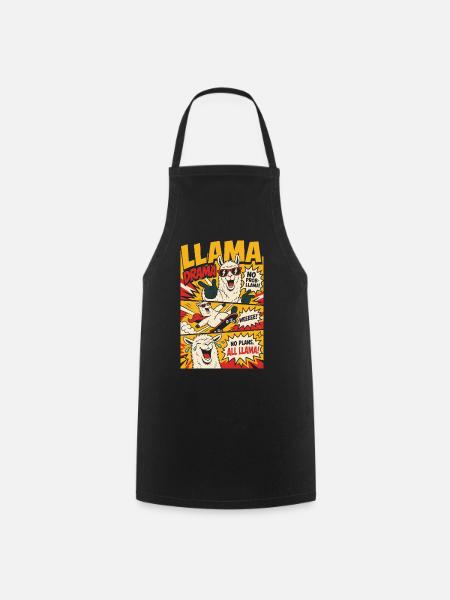 Llama Drama – No Prob-Llama Comic - Kochschürze - Schwarz