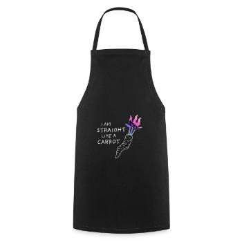 omni pride - straight like a carrot - white - Cooking Apron - black - Front - AI Model Male 185 dark (185cm)