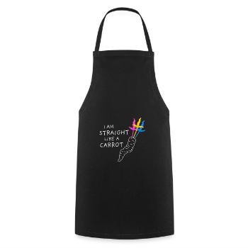 pan pride - straight like a carrot - white - Cooking Apron - black - Front - AI Model Male 185 dark (185cm)