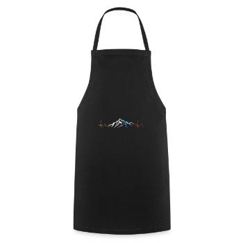 Mountains Hiking Mountaineering Heartbeat - Cooking Apron - black - Front - AI Model Male 185 dark (185cm)