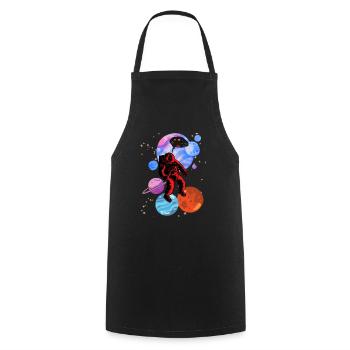 Astronaut Stencil-Stile - Kochschürze - Schwarz - Vorne - AI Model Male 185 dark (185cm)