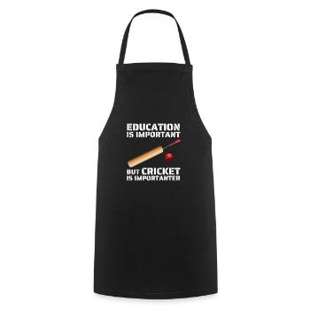 L’éducation est importante, mais le cricket est plus important - Tablier de cuisine - noir - Devant - AI Model Male 185 dark (185cm)