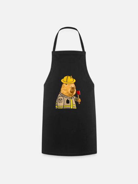Capybara Feuerwehrmann - Kochschürze - Schwarz
