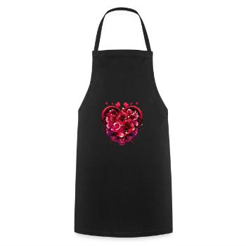 Heart of Roses | Valentine's Day | Heart of Roses - Cooking Apron - black - Front - AI Model Male 185 dark (185cm)