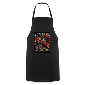 Oiseaux et fleurs - Tablier de cuisine - noir - Devant - AI Model Male 185 dark (185cm)