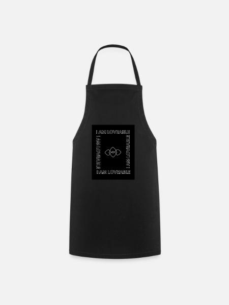 I AM LOVEABLE (Positive Design) - Cooking Apron - black