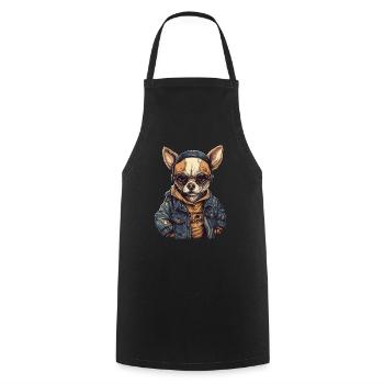 Rue cool de style rappeur de chien Chihuahua - Tablier de cuisine - noir - Devant - AI Model Male 185 dark (185cm)