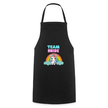 Conception de licorne « Team Bride » - Tablier de cuisine - noir - Devant - AI Model Male 185 dark (185cm)