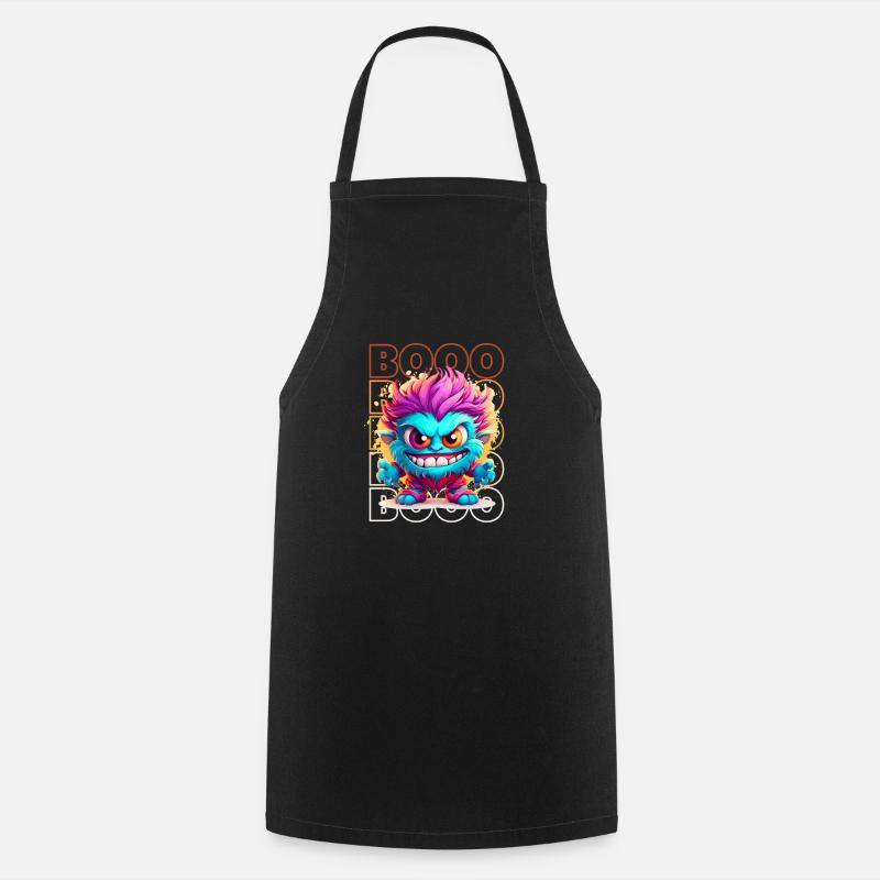 Chibi Howl & Booo! Adorable Werewolf Tee! - Cooking Apron - black