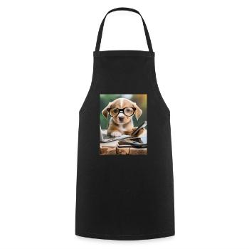 chien à lunettes - Tablier de cuisine - noir - Devant - AI Model Male 185 dark (185cm)