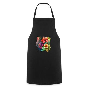 Tropische Blumen - Kochschürze - Schwarz - Vorne - AI Model Male 185 dark (185cm)