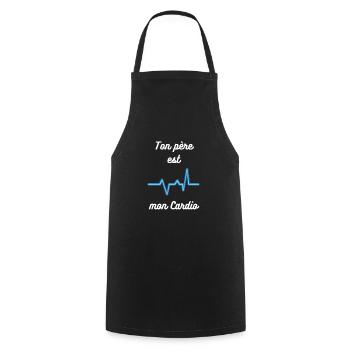 Ton père est mon cardio : Humoristique Cardio - Tablier de cuisine - noir - Devant - AI Model Male 185 dark (185cm)