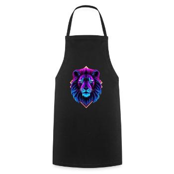 Neon Lion - Cooking Apron - black - Front - AI Model Male 185 dark (185cm)