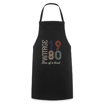 44th Birthday 1980 - Vintage Retro Gift Idea - Cooking Apron - black - Front - AI Model Male 185 dark (185cm)